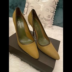 YSL Vintage PreOwned Heels Green Fabric Size 40